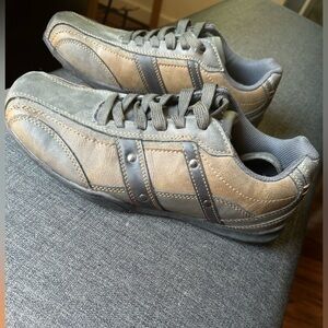 Perry Ellis America Blake Men's Leather Grey Brown Lace Up Casual Shoes Size 9W